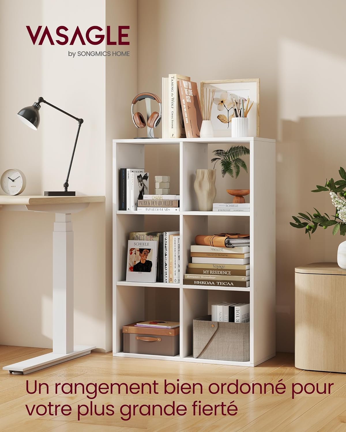 VASAGLE - Custos Collection étagère 3 niveaux, blanc, 30x98x66,4cm LBC406WB01