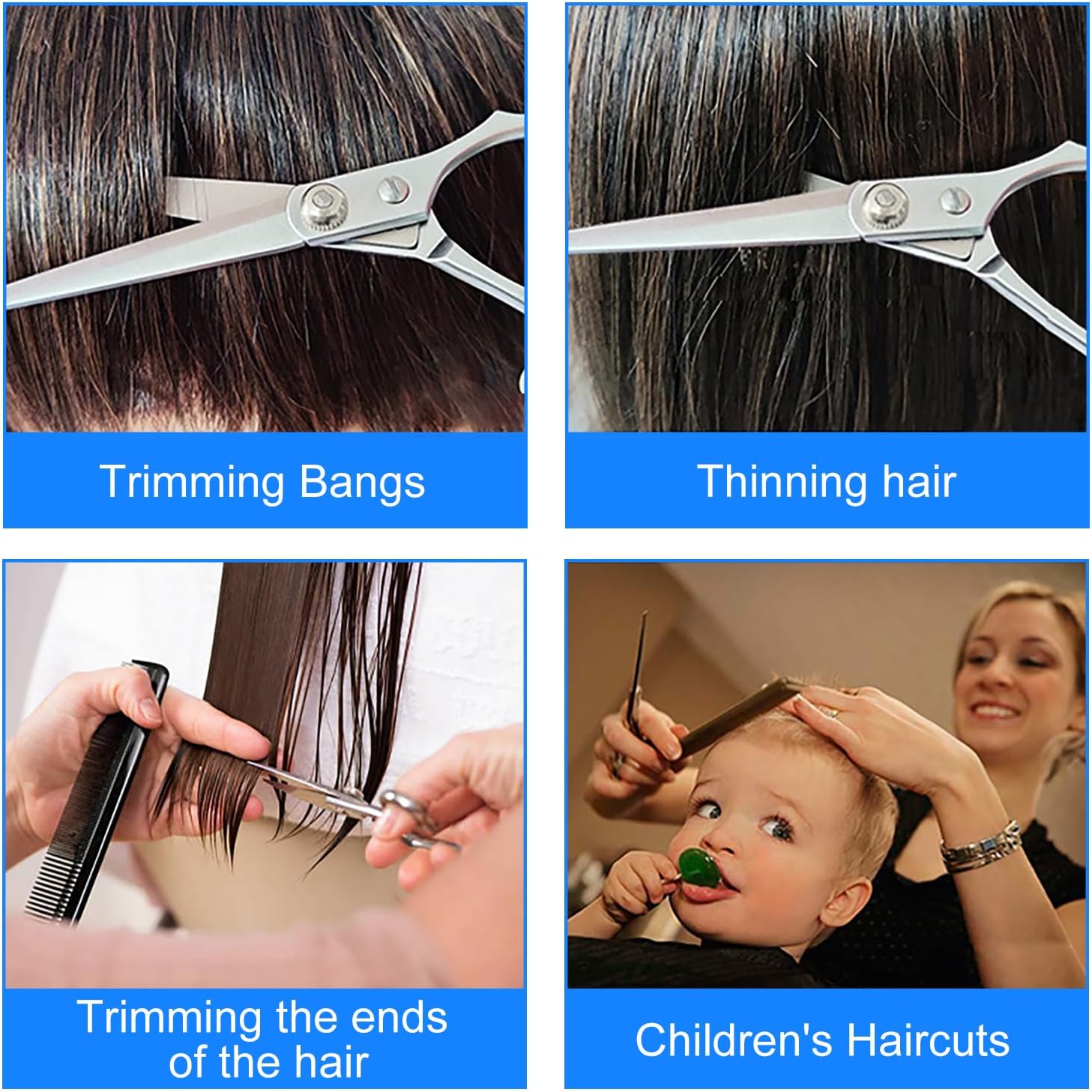 Ciseaux coiffure - acier inoxydable - 6 pouces - pour enfants, hommes, femmes