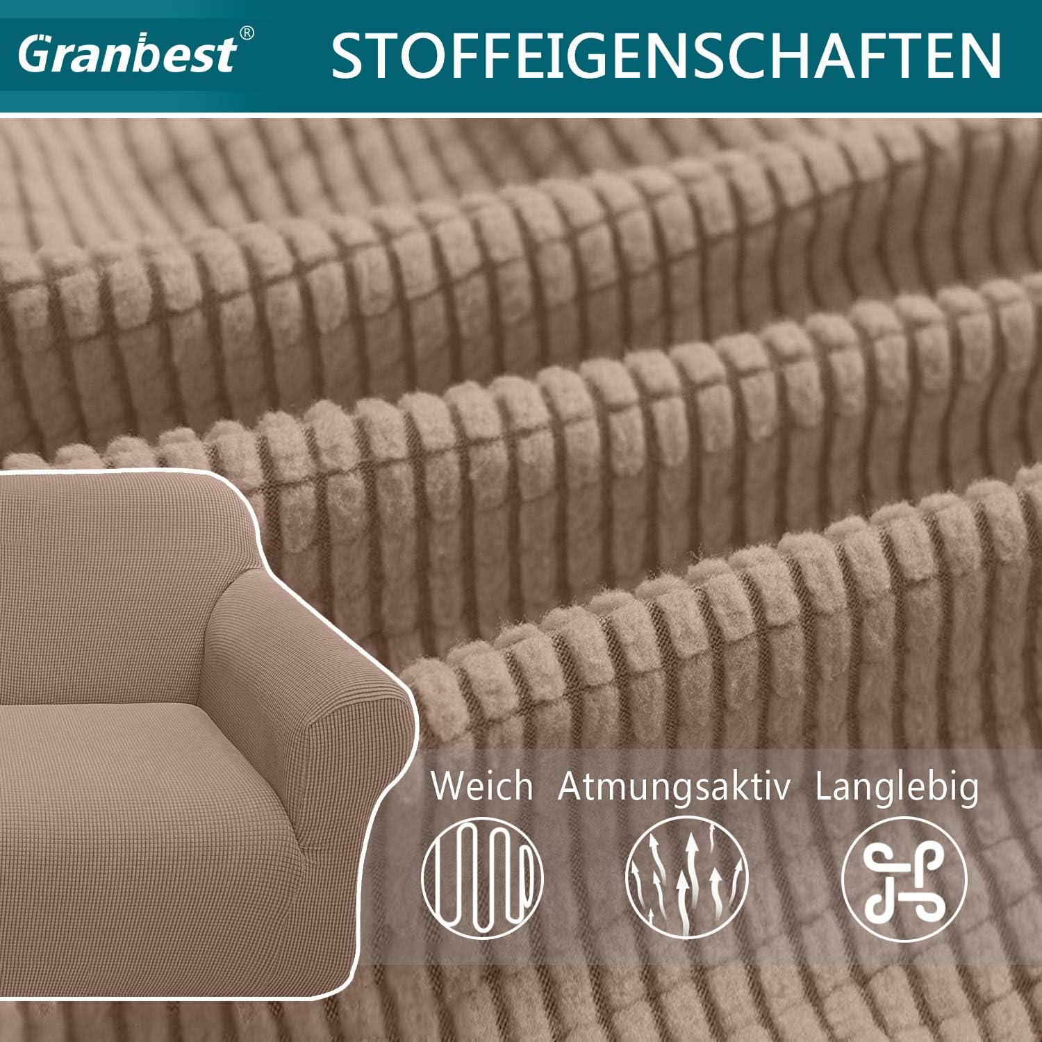 Granbest - housse canapé moderne jacquard 1 place - extensible, protection animaux