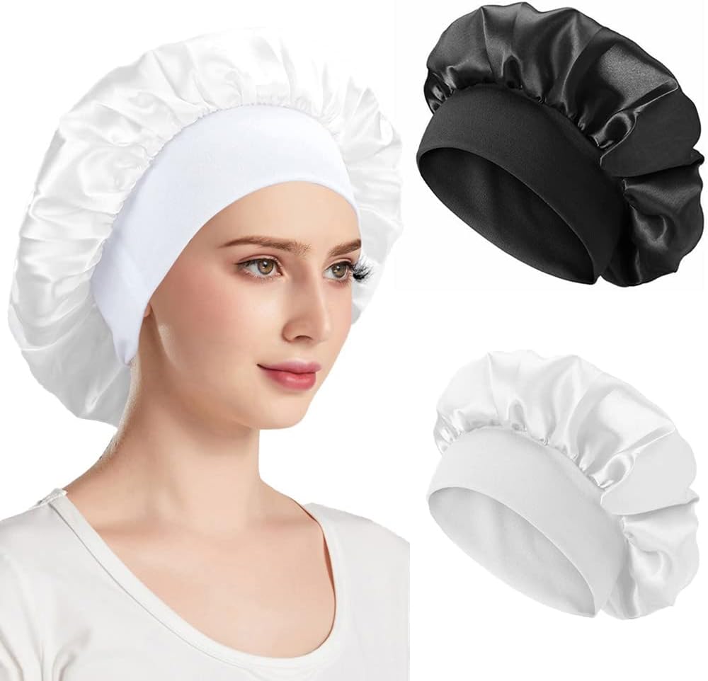 Bonnet satin cheveux nuit - lot de 2 - protection soyeuse, femme