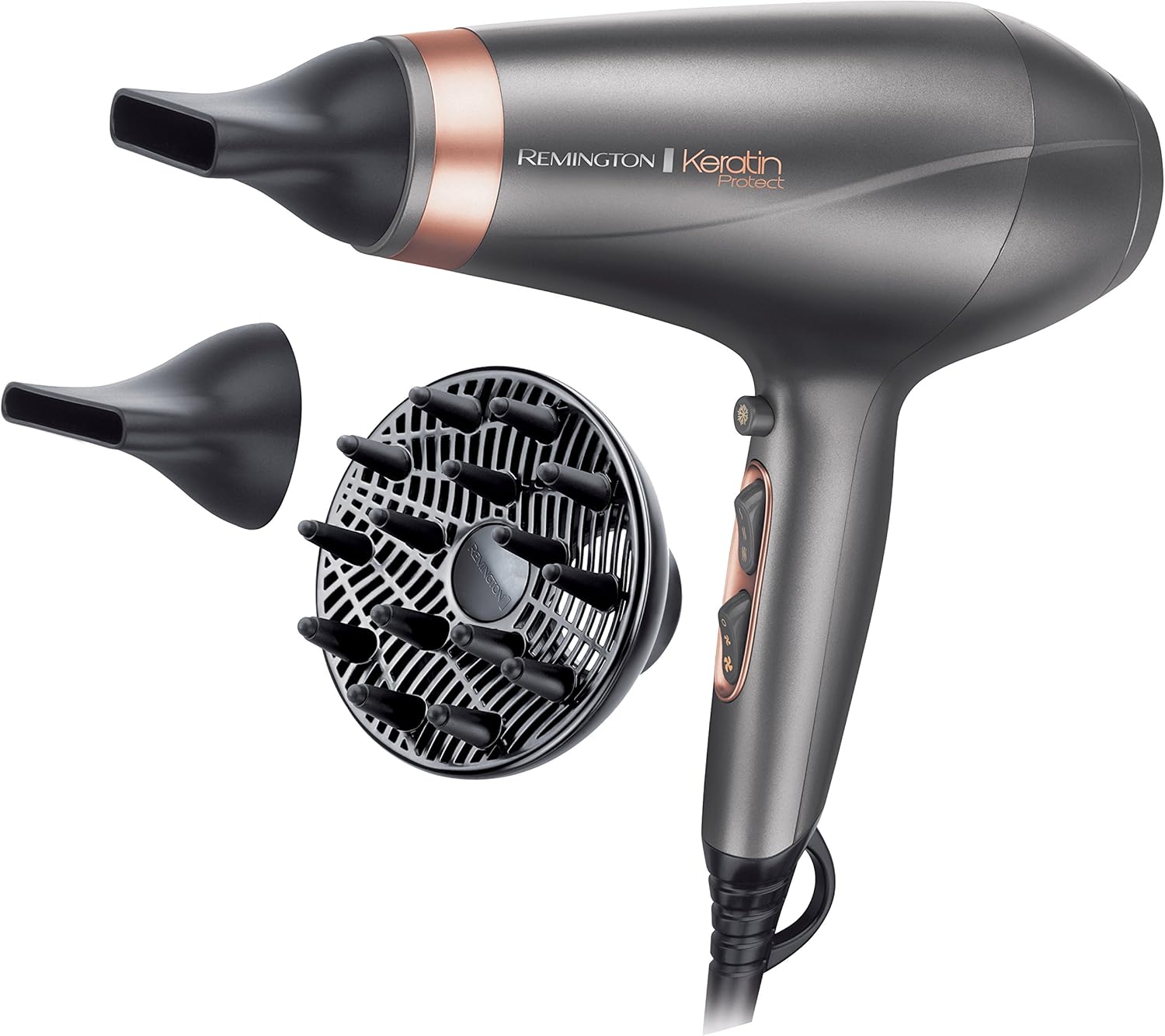 Remington - Keratin Protect - sèche-cheveux 2200W, ionique, céramique, moteur AC, 3 temp., 3 accessoires - AC8820