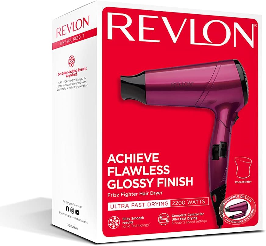 Revlon - sèche-cheveux Perfect Heat, 2200W, manche pliable, Frizz Fighter - RVDR5229