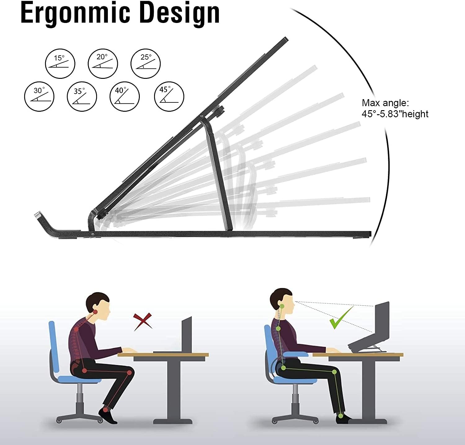 Support ordinateur portable aluminium réglable 10-17,3
