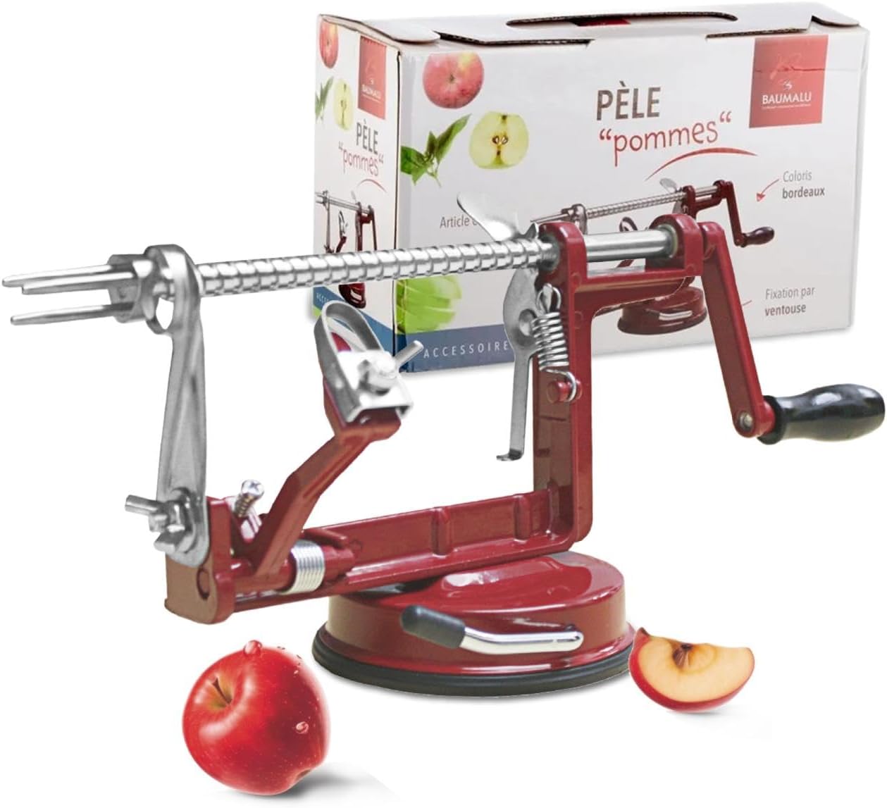 Baumalu - éplucheur de pommes, métal, 25,5x15x11cm, poignée fixe, ventouse