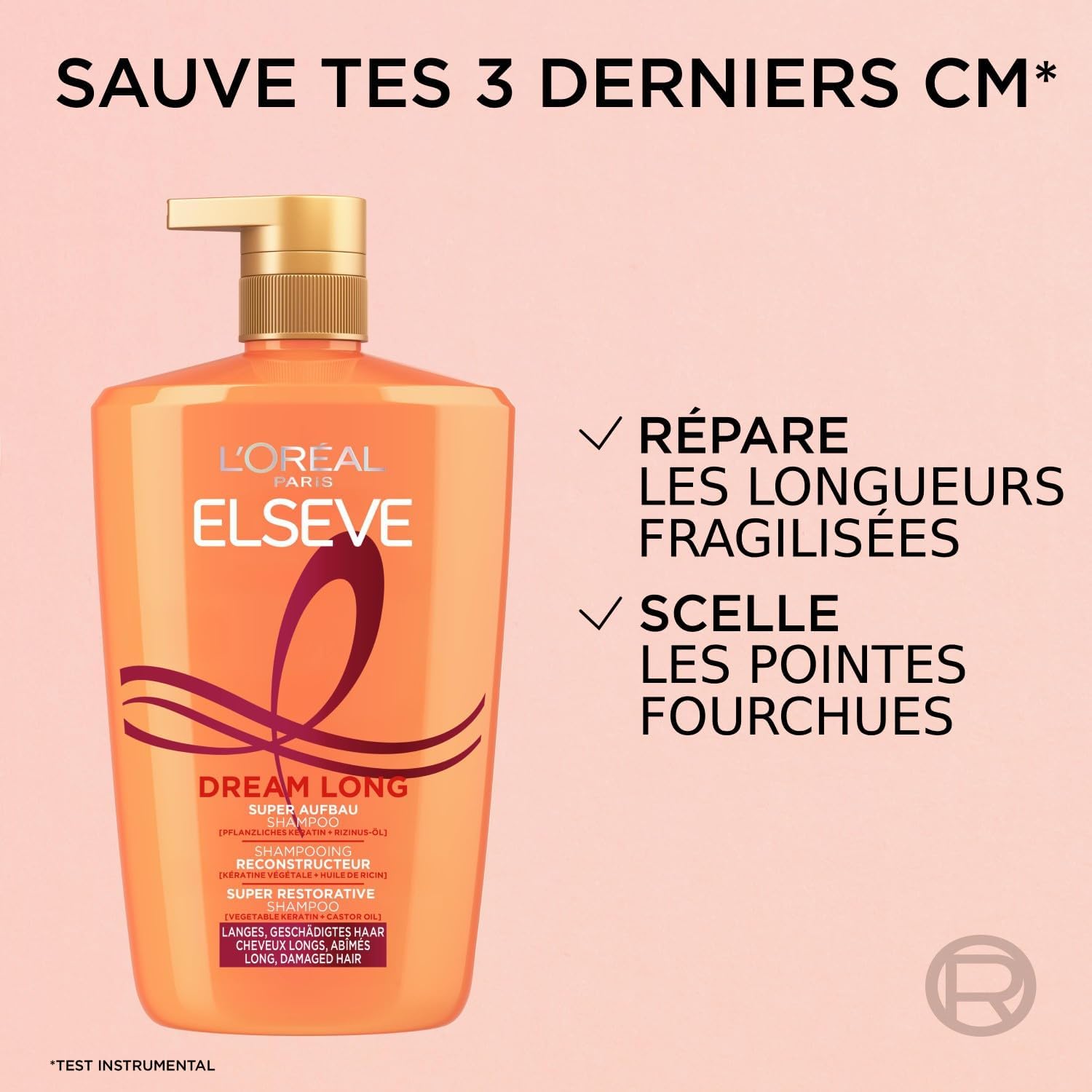 L'Oréal Paris - Elseve Dream Long - 1L - Kératine végétale, huile de ricin, cheveux longs abîmés
