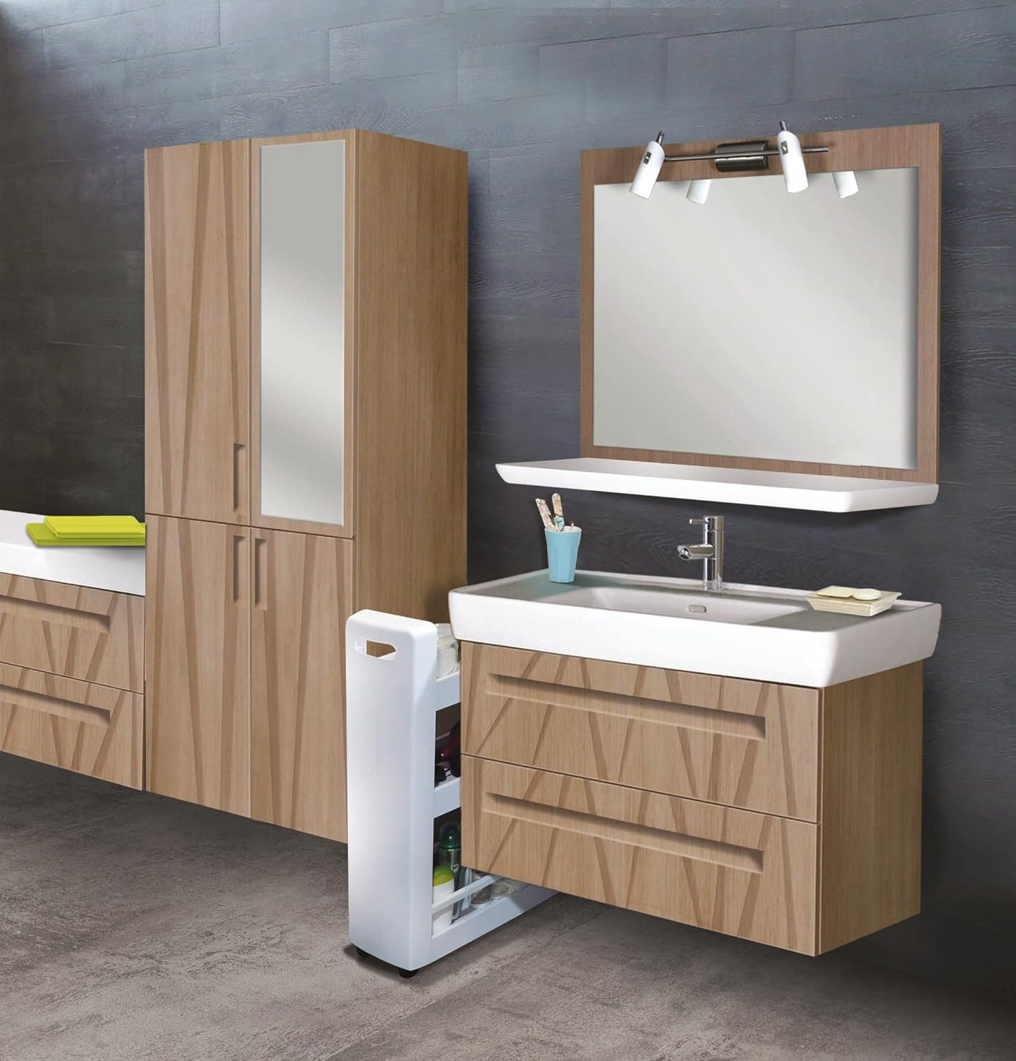 EDA - Desserte Mobilio 3 étagères, 60x22x79cm, polypropylène blanc, EDA10495BLPX25