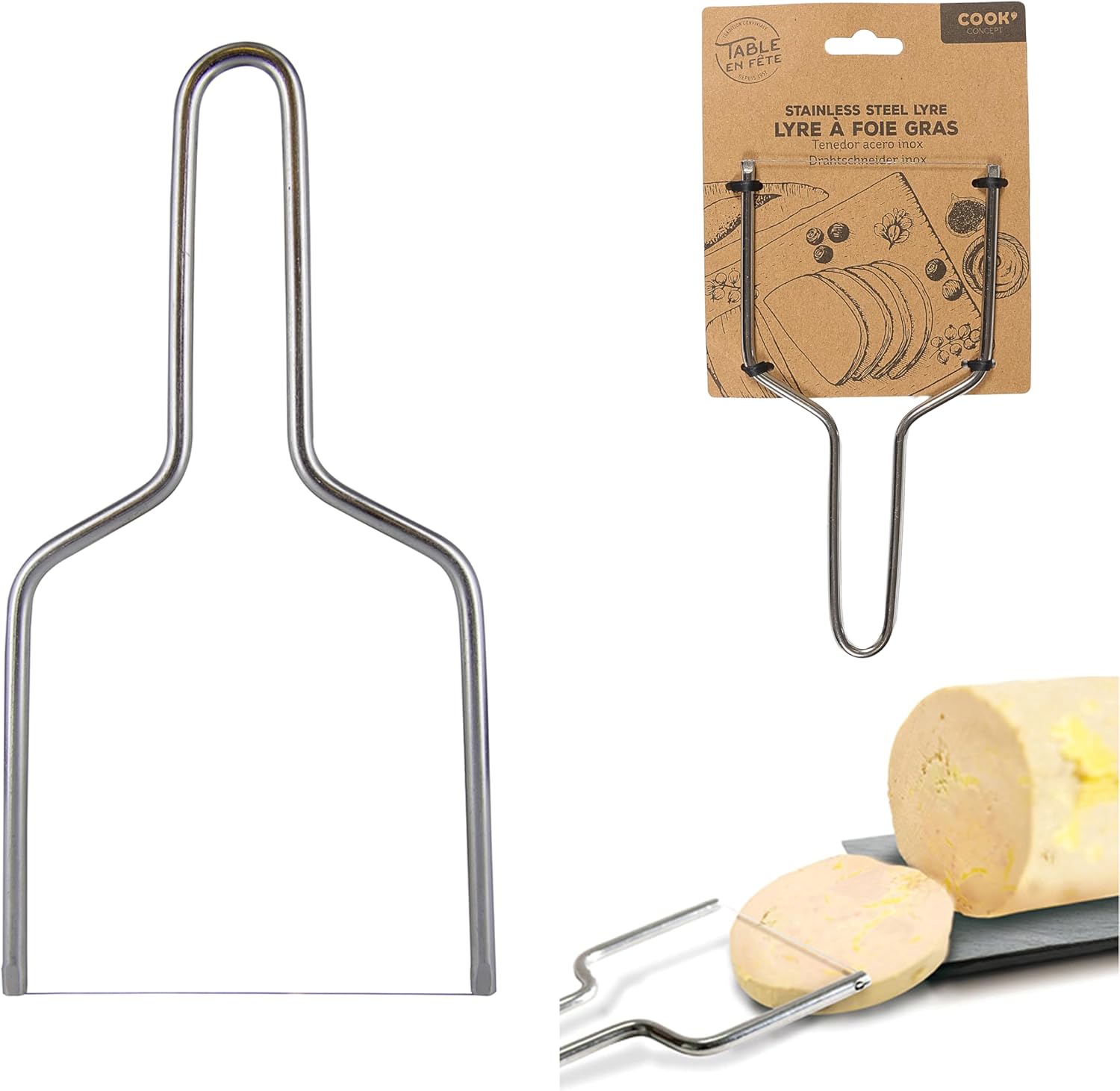 COOK CONCEPT - lyre à foie gras inox, 10x0,4x18,5cm, découpe efficace, KU6131