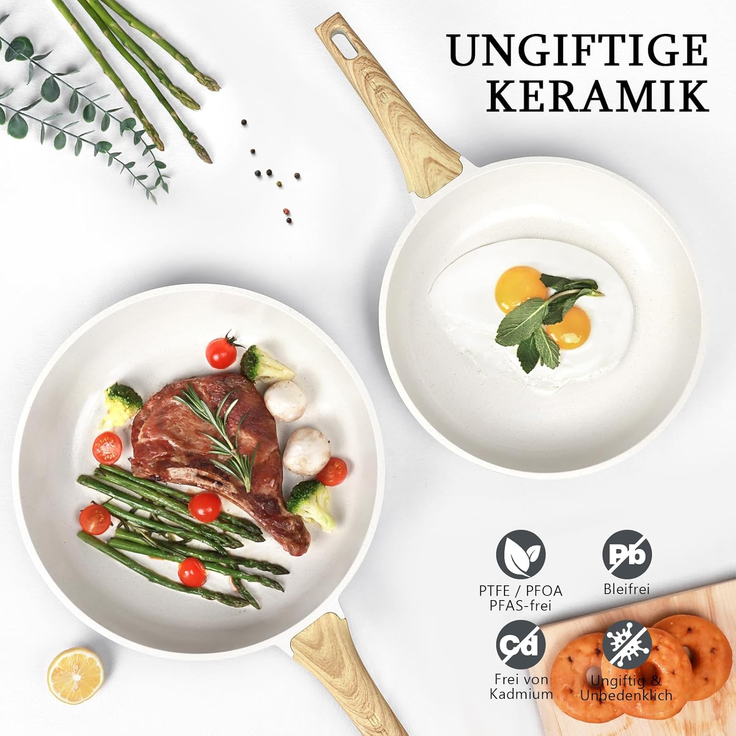 GiPP - poêle à frire granit série blanche - 24cm - antiadhésive, induction, sans PFAS/PFOA, manche froid