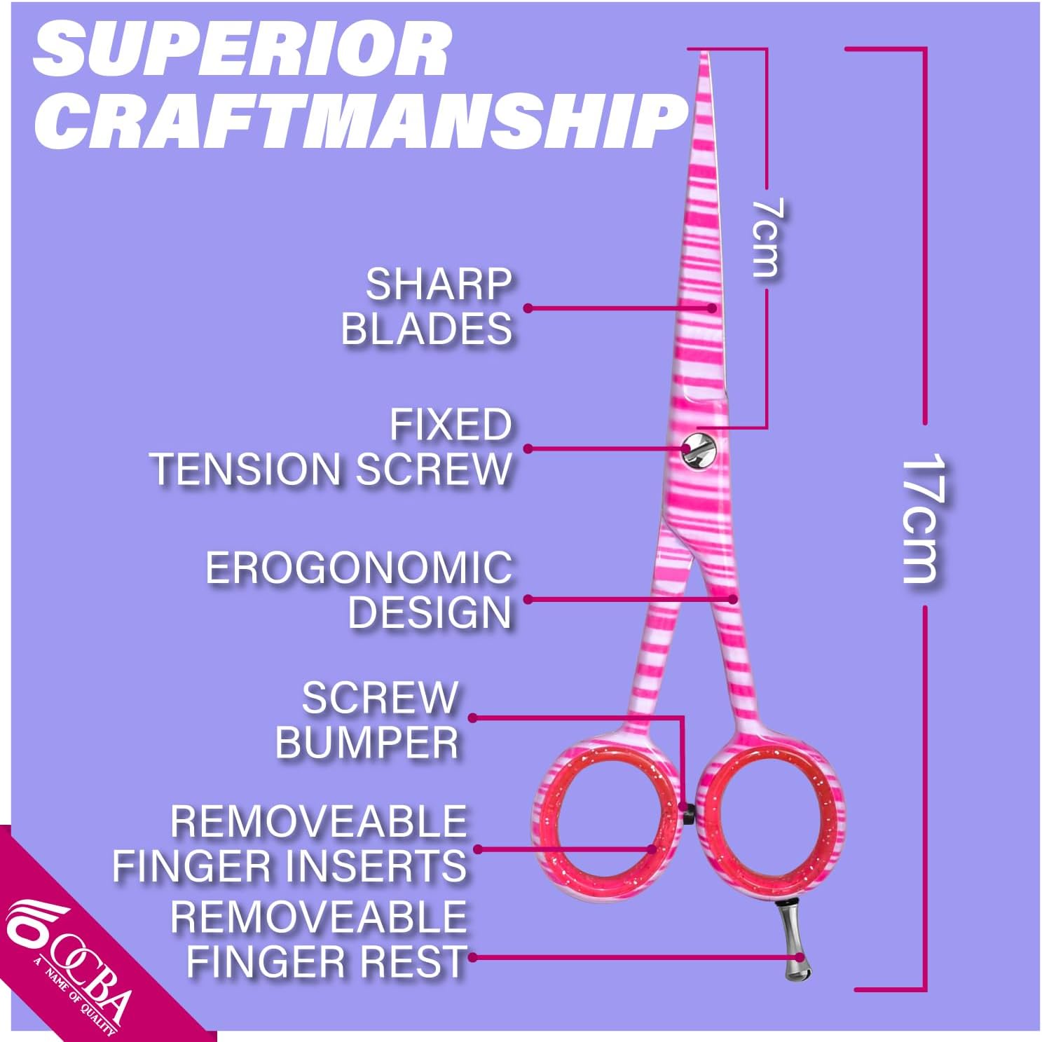 Ciseaux coiffure professionnels 6 pouces, acier inoxydable, rose