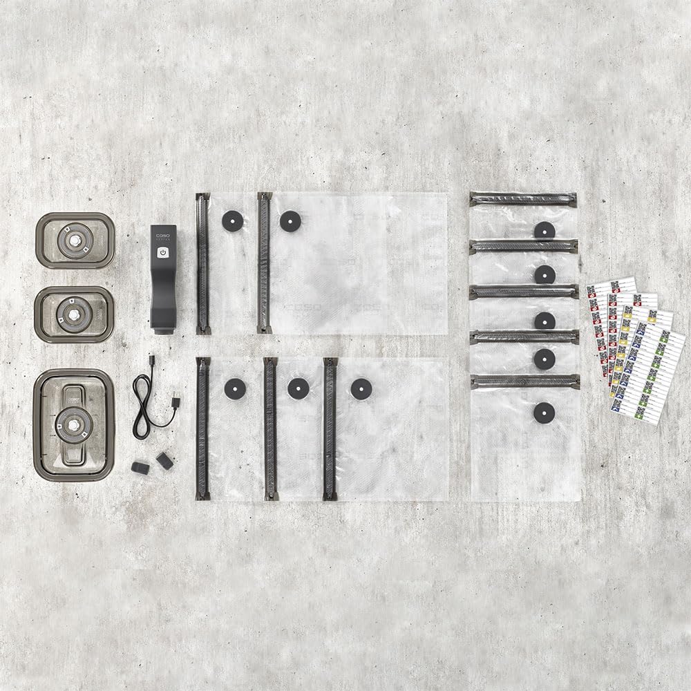 CASO - Vacu OneTouch Eco-Set - 3 bocaux, 10 poches, rechargeable, 150 min