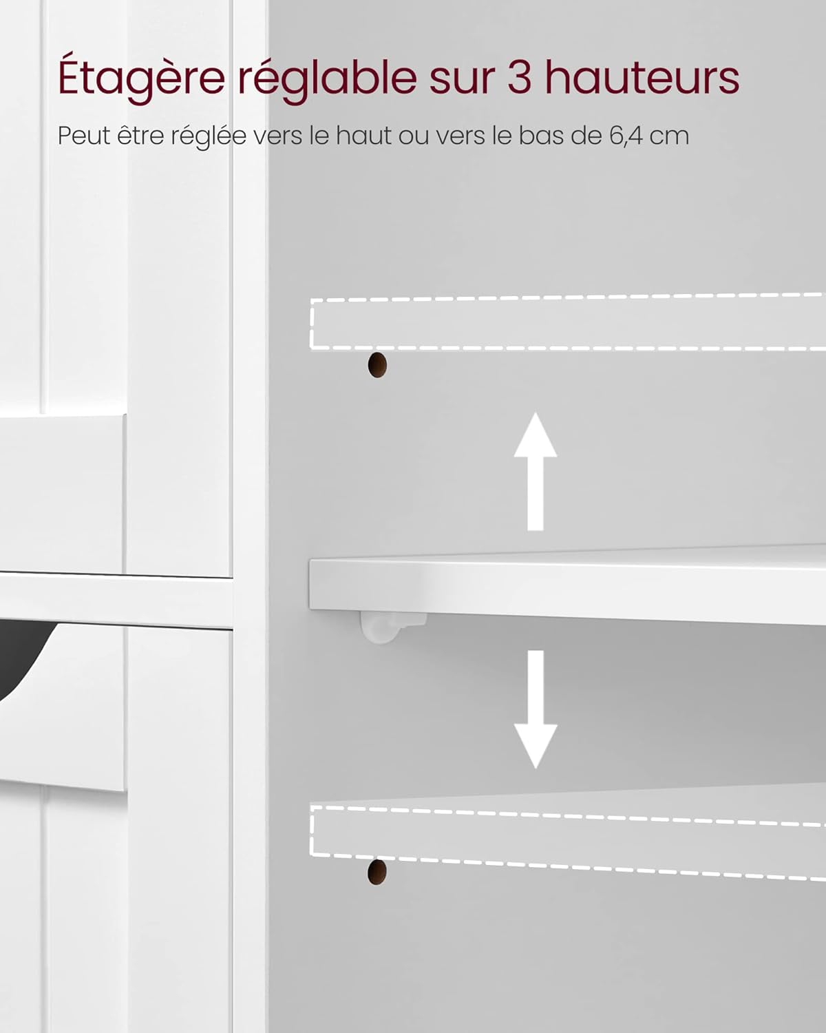 VASAGLE - meuble salle de bain, 30x55x82cm, 4 tiroirs, porte, LHC41W