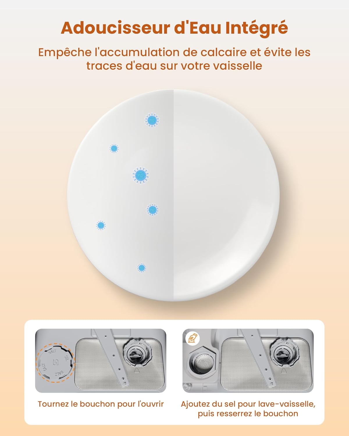 HAVA - lave-vaisselle de comptoir série 2025 - compact, adoucisseur d'eau, 8 programmes, sécurité enfant