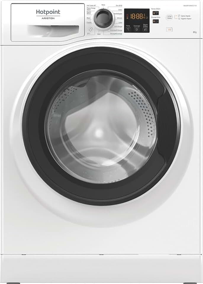 Hotpoint - Lave-linge série 8kg, 1400trs, écran digital, 85x59,5x60,5cm - NS8489WKFR