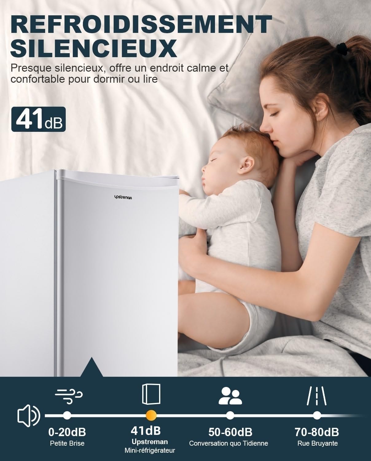 Upstreman - BR321 - 91L, silencieux, porte réversible, thermostat réglable