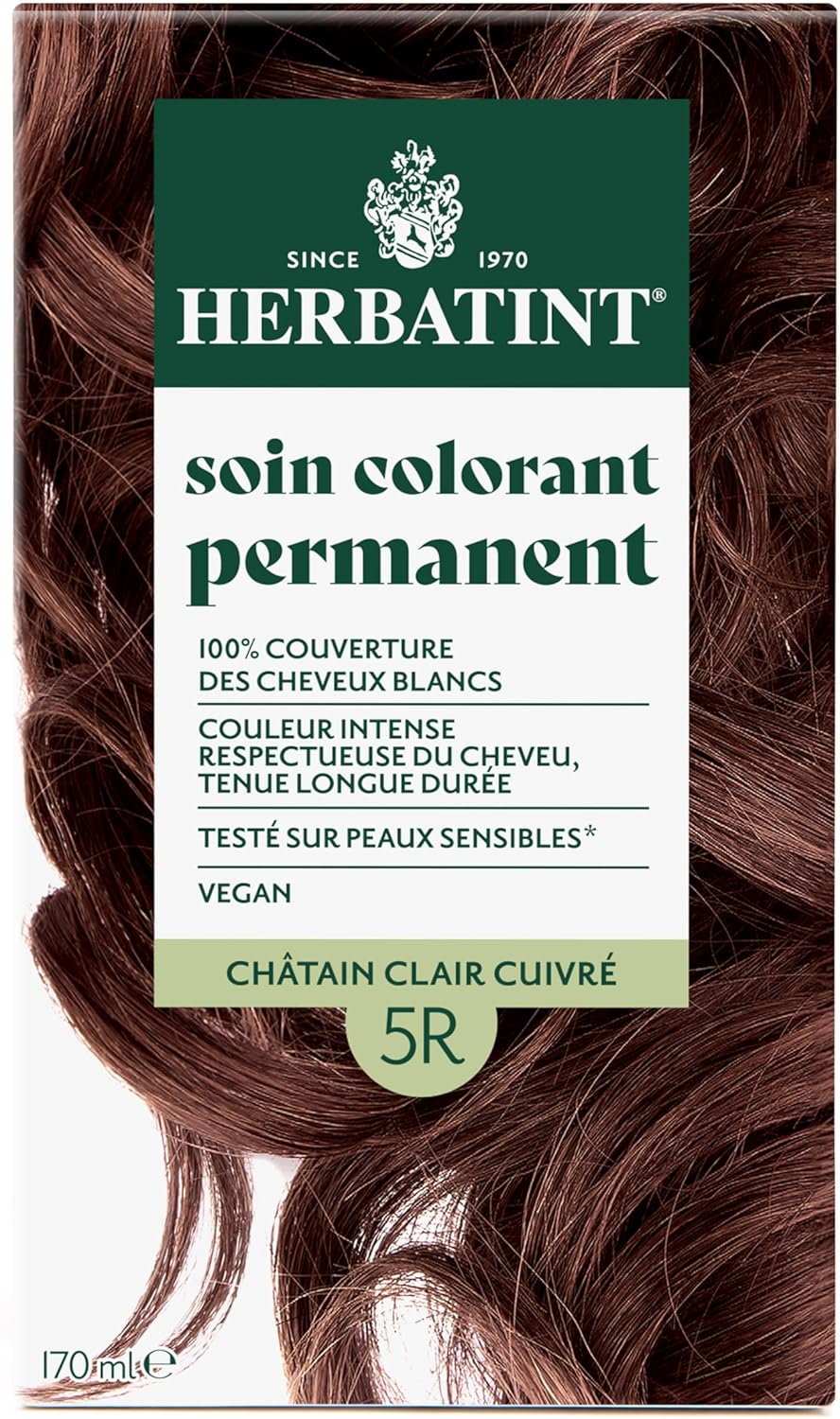 Herbatint - Soin Colorant Permanent - 170ml - Cheveux châtain clair cuivré, sans ammoniaque, 100% couvrant, testé peaux 