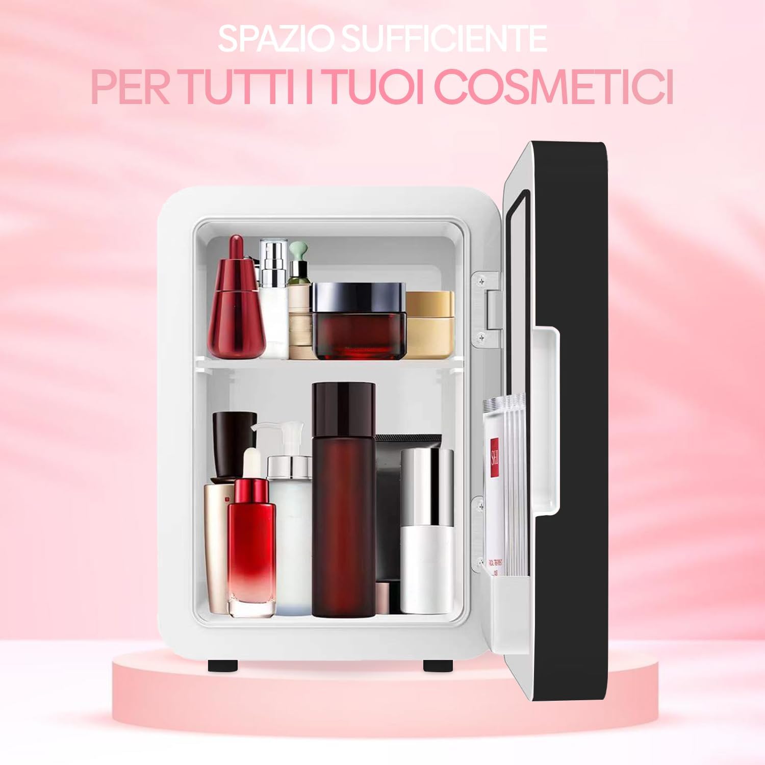 Olvy - Mini Frigo Cosmétique 4L - miroir LED, portable, noir