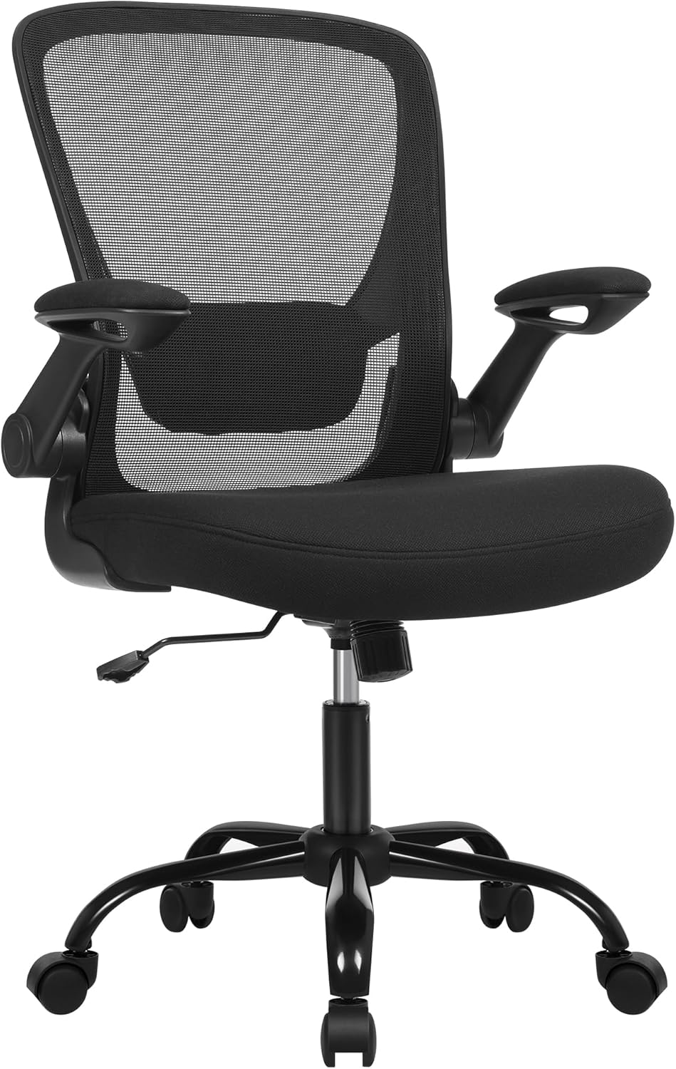 SONGMICS - chaise bureau ergonomique - 53 cm - tissu maille, support lombaire, accoudoirs rabattables OBN37BK