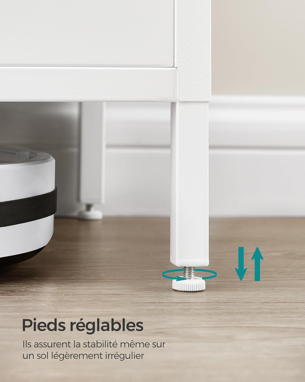 SONGMICS - Buffet double porte métal, 40x80x76cm, bois/blanc, LSC102W57