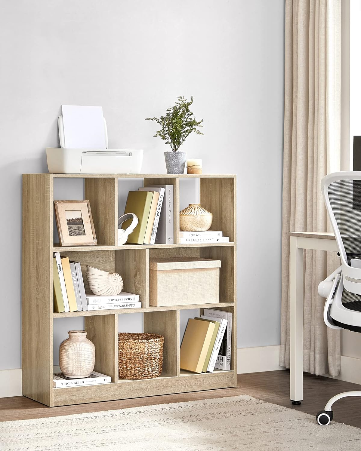 VASAGLE - bibliothèque 8 compartiments - 30x97,5x100cm - bois LBC52NL