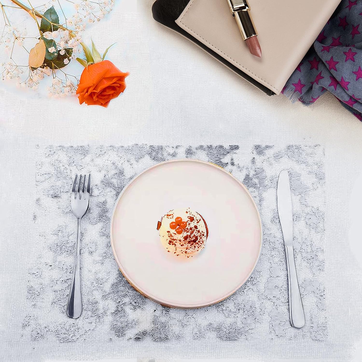 Chemin de table - filet argenté, polyester, 29x1000cm, déco fête