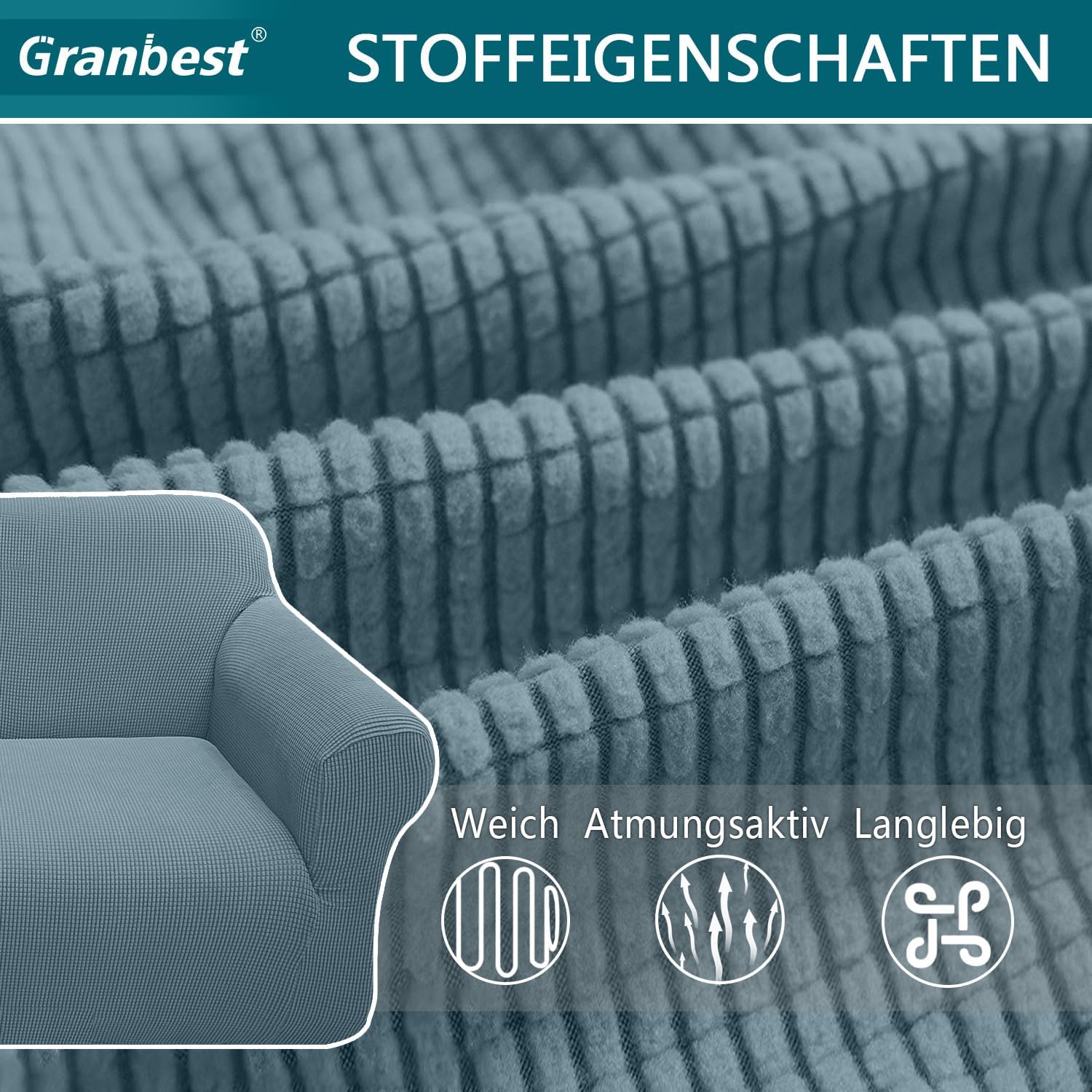 Granbest - housse canapé jacquard 3 places - haute élasticité, protection animaux