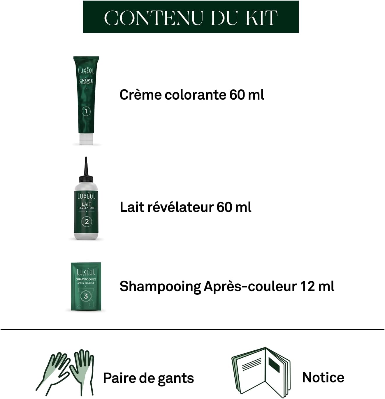 Luxéol - Coloration 3N Châtain Foncé - 60ml - couvre 100% cheveux blancs sans ammoniaque