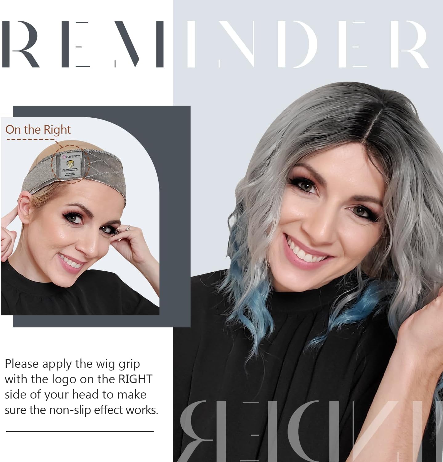 Dreamlover - Bandeaux velours pour perruque femme, 2 pièces, nude