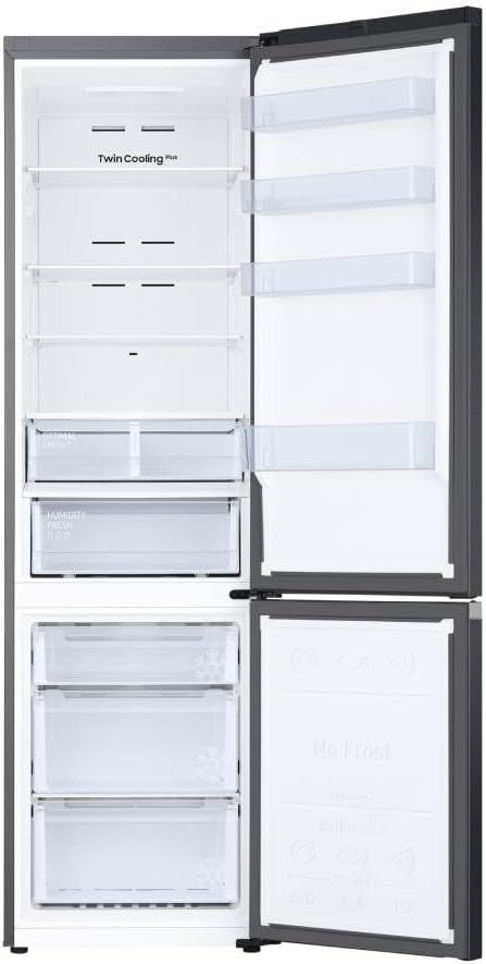 Samsung - Réfrigérateur combiné, 203 cm, 387L, AI, Wifi, inox premium, RB38C607AB1/EF