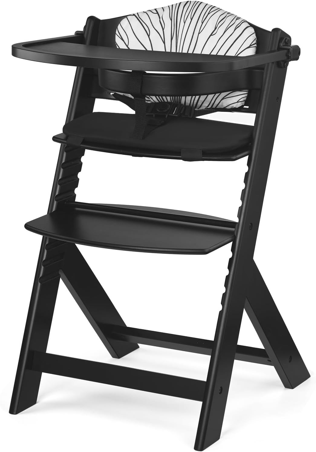 Kinderkraft - ENOCK, chaise haute évolutive bois, réglable, coussin, noir