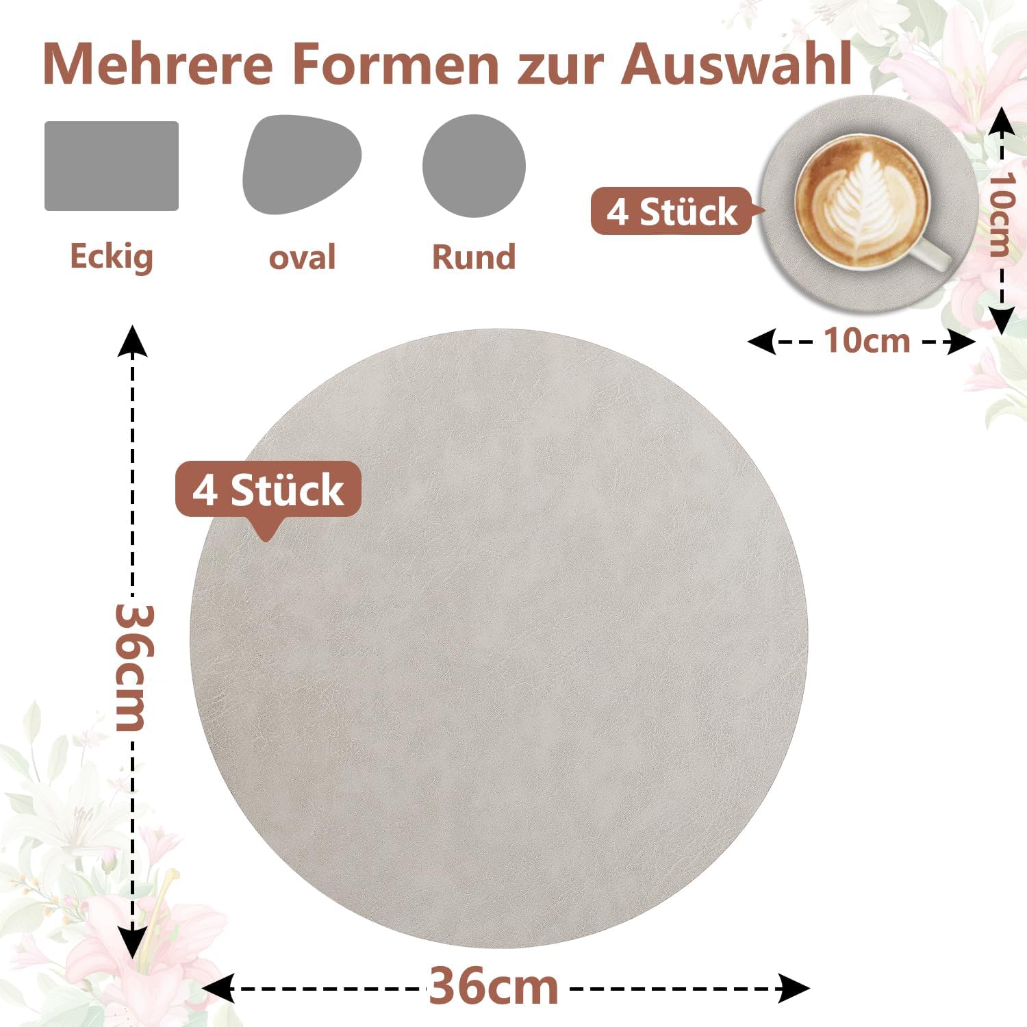 Set de table - rond PU double face 36x36cm antidérapant lavable