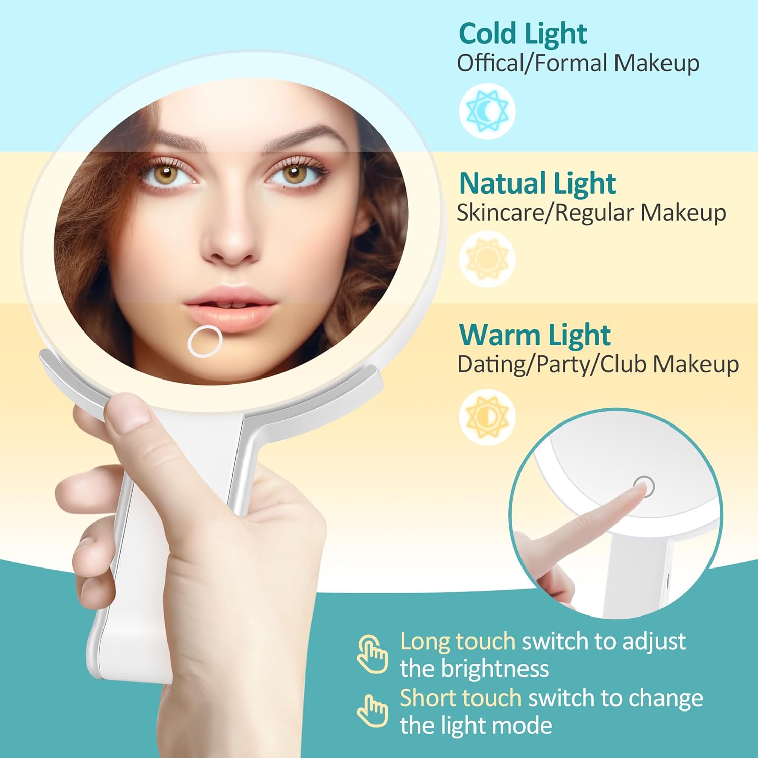 B Beauty Planet - miroir double face - compact, pliable, lumineux, 1X/30X, 2000mAh