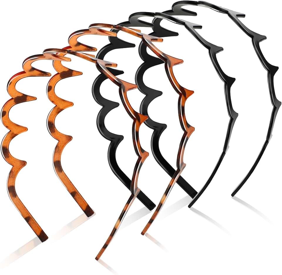 Serre-tête zig zag - lot de 4 - plastique ondulé antidérapant - Fitness, maquillage