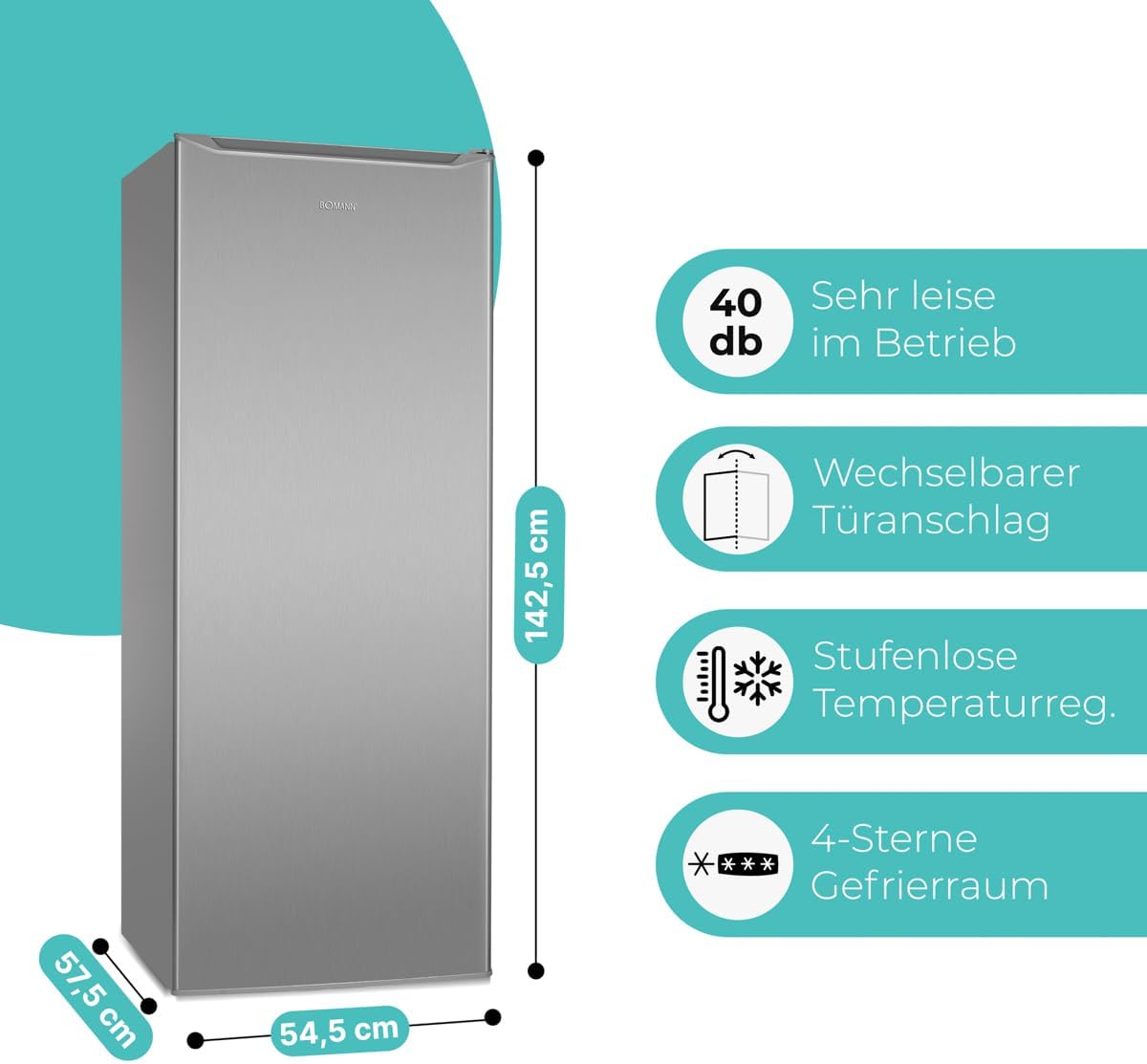 Bomann - congélateur série GS - 143 cm, 168L, silencieux, -18°C, GS 7364