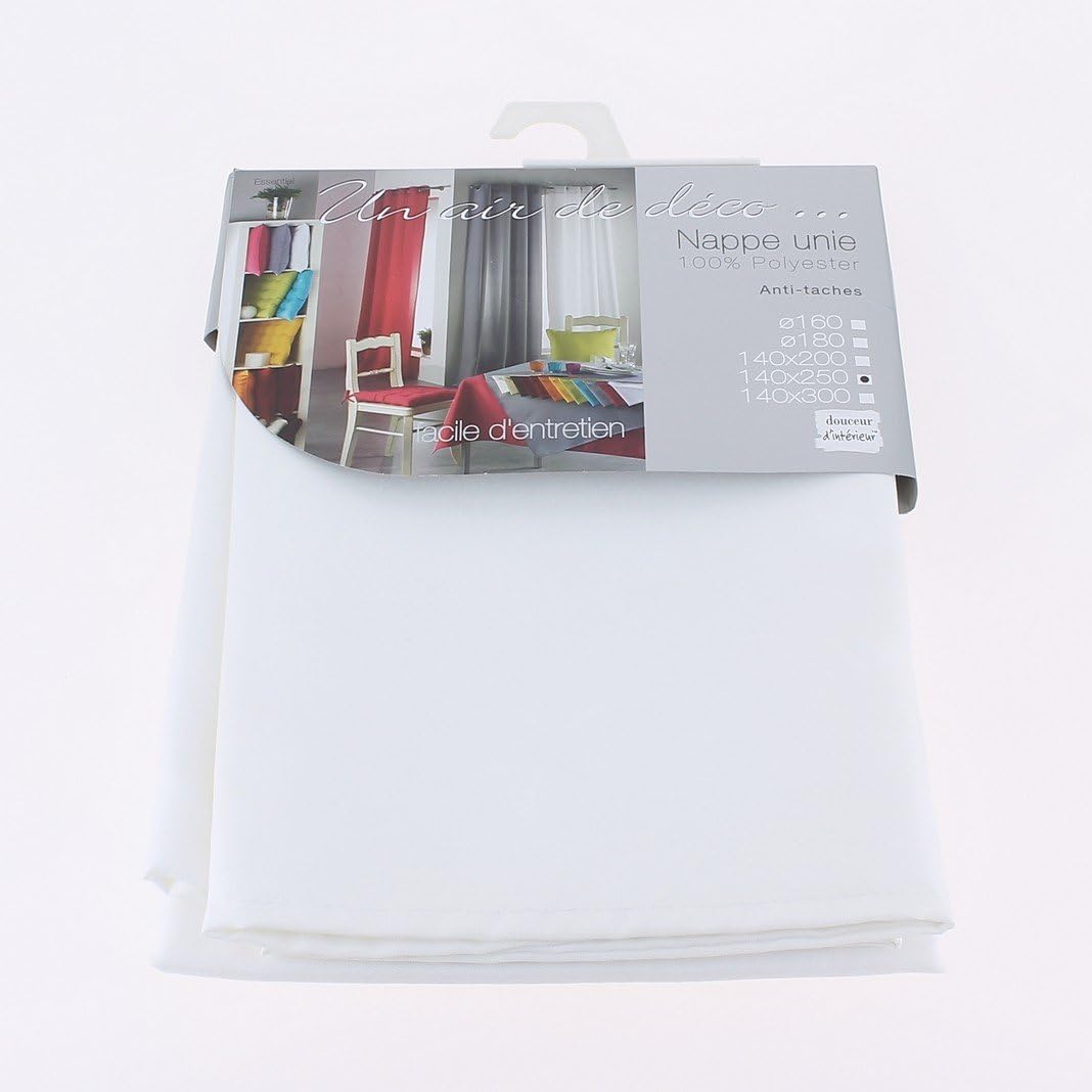 Essentiel - nappe polyester blanche 140x300 cm, forme rectangle