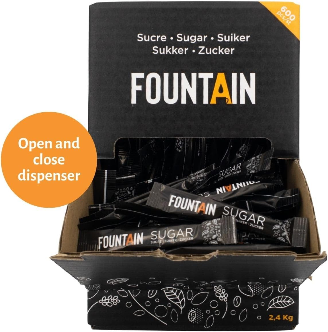 Fountain - Sachets de sucre individuel - 4g x 600 - boîte distributrice