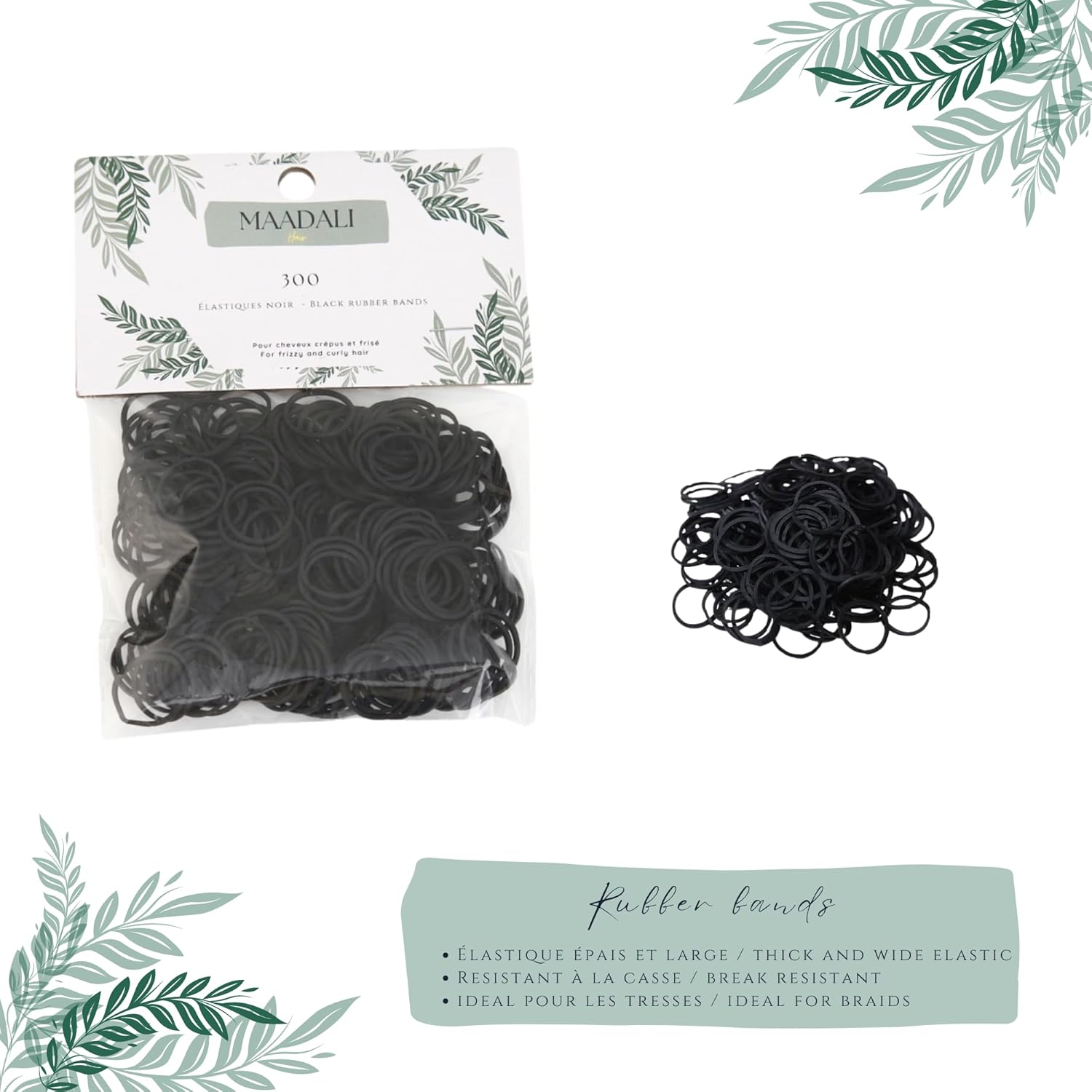 Élastiques cheveux afro/crepus/frisé/bouclé - noirs - tailles mini/petit - adaptés types 3C 4A 4B 4C