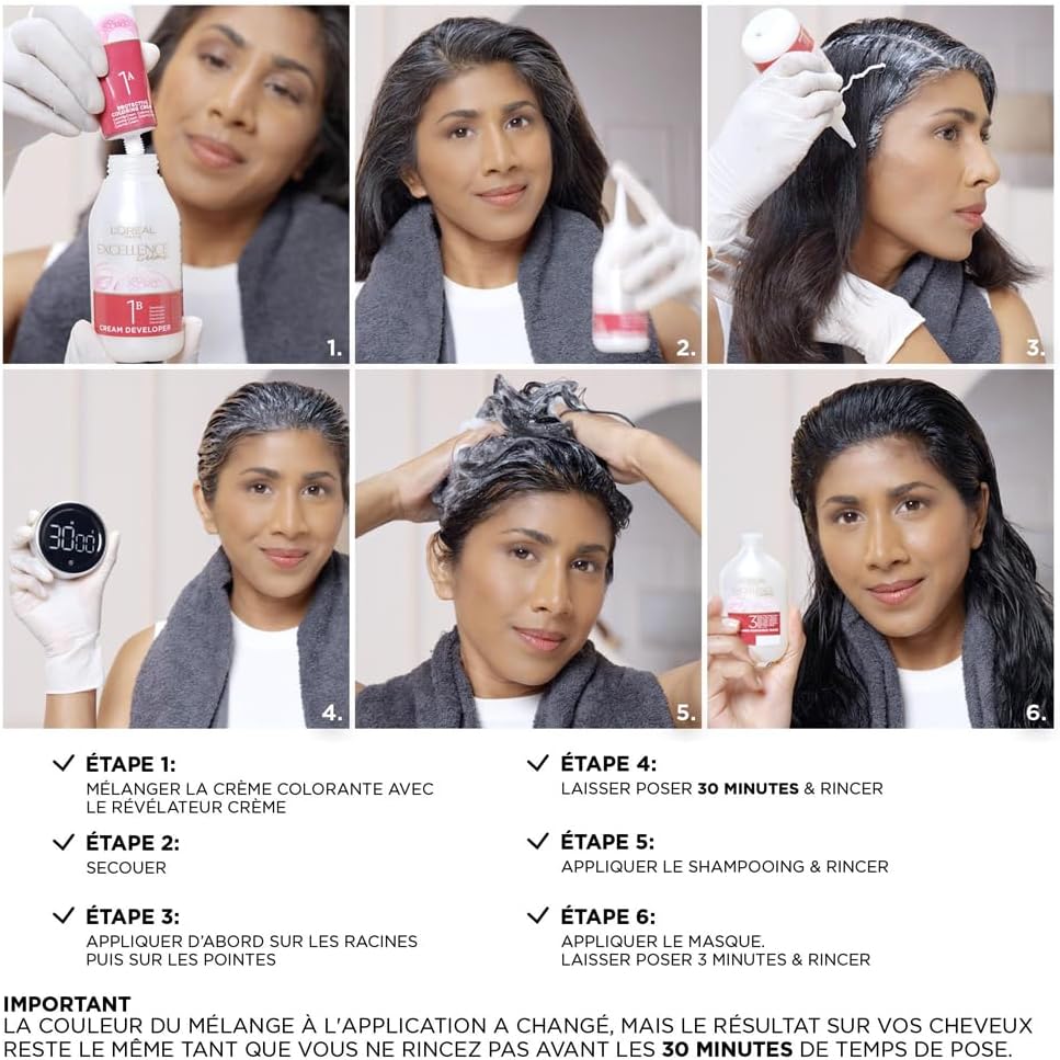 L'Oréal Paris - Excellence Crème - coloration permanente, châtain auburn, couvre cheveux blancs