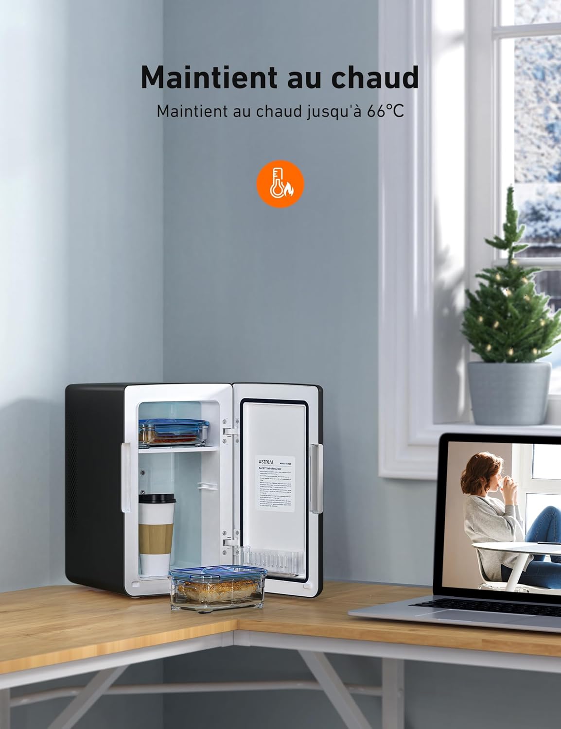 AstroAI - Mini Frigo 6L - portable, chaud/froid, 8 canettes, 12V/220V