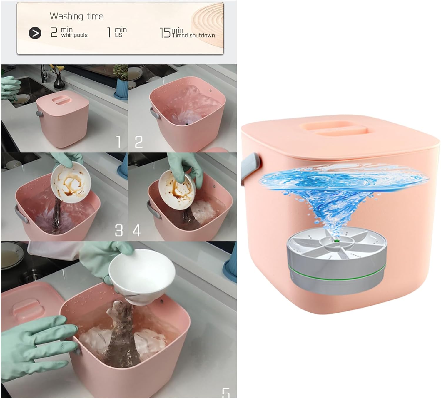 Machine à laver automatique portable - compact, sans fil, cuisine, légumes