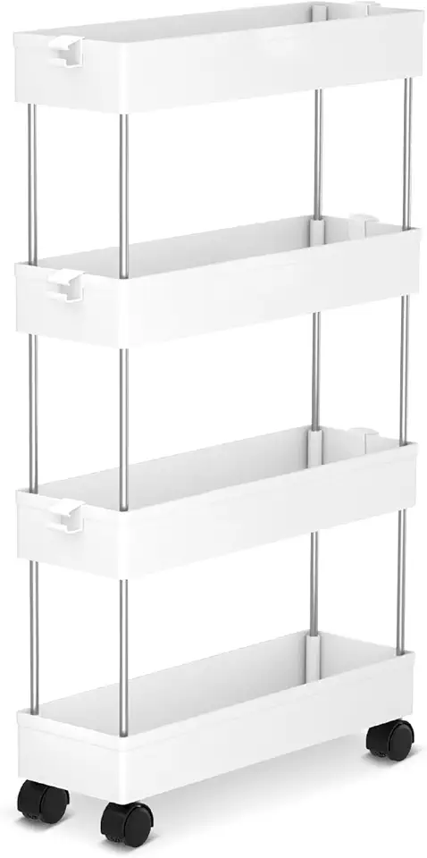 Chariot de rangement 4 niveaux - 86x40x12.5cm - mobile, étroit