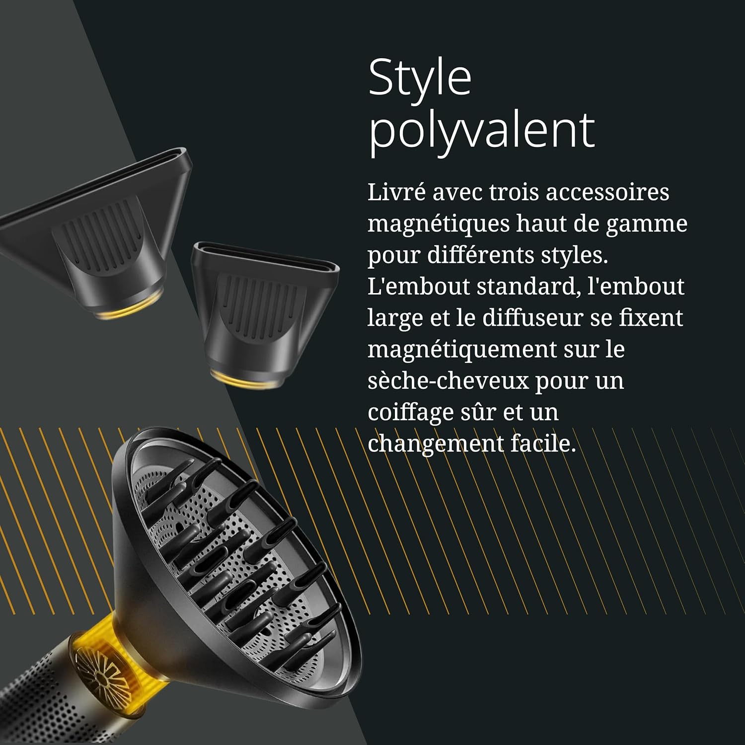 Wahl - Vanquish - Sèche-cheveux pro, séchage rapide, embouts magnétiques, diffuseur, 2200W