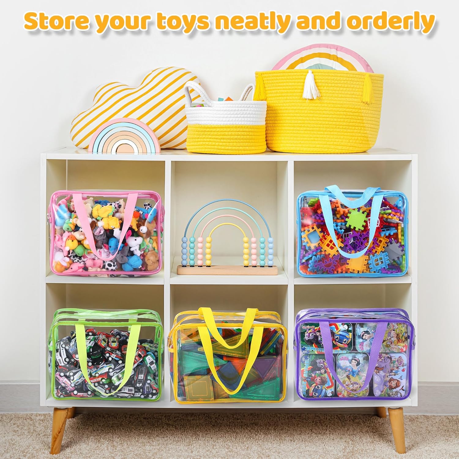 Sacs de rangement jouets - set 6 pièces - multicolore - compatibles Lego, organiseurs voyage enfants