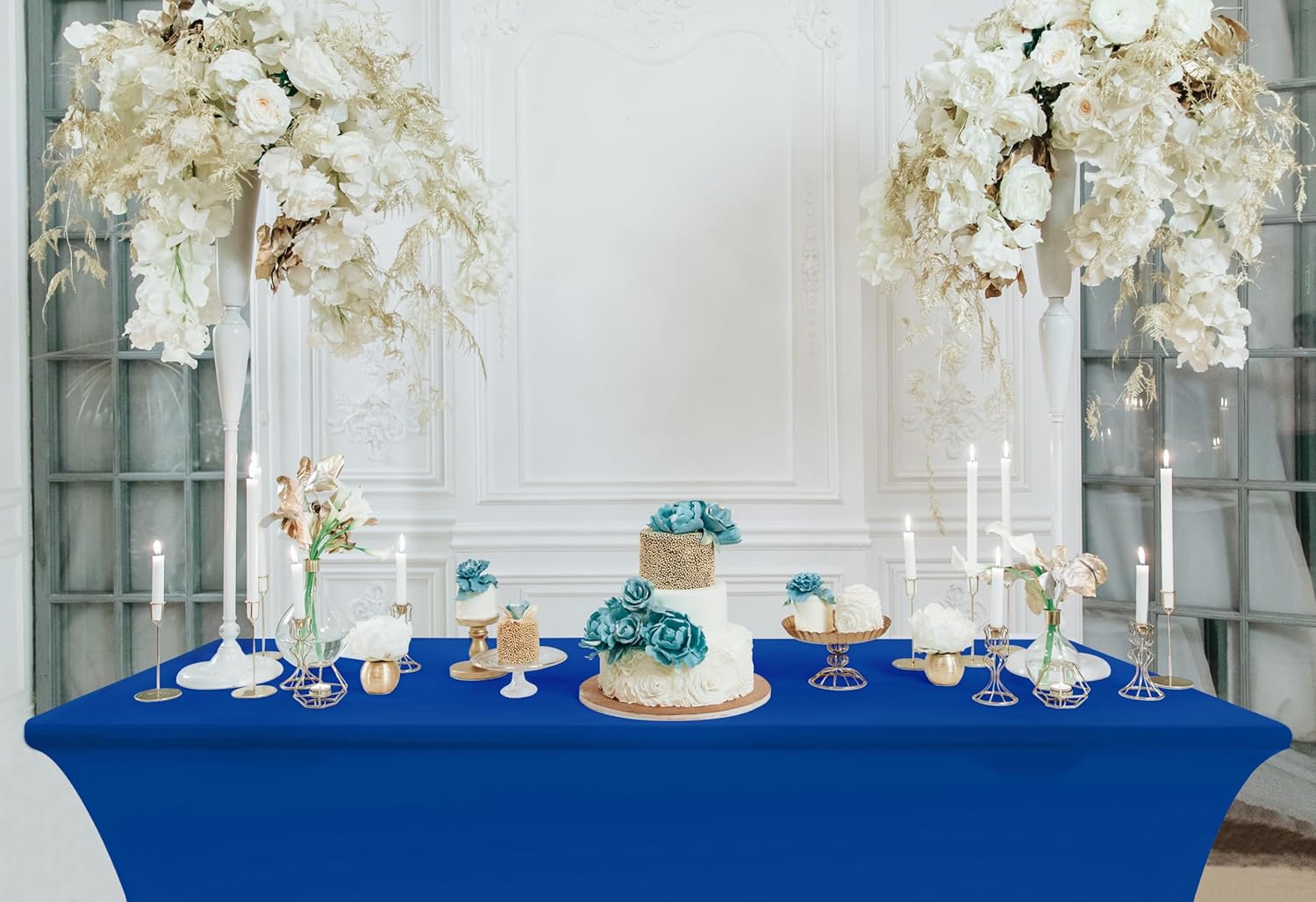 Utopia Kitchen - nappe extensible - 122 cm - polyester/spandex, lavable, infroissable, lot de 2, bleu