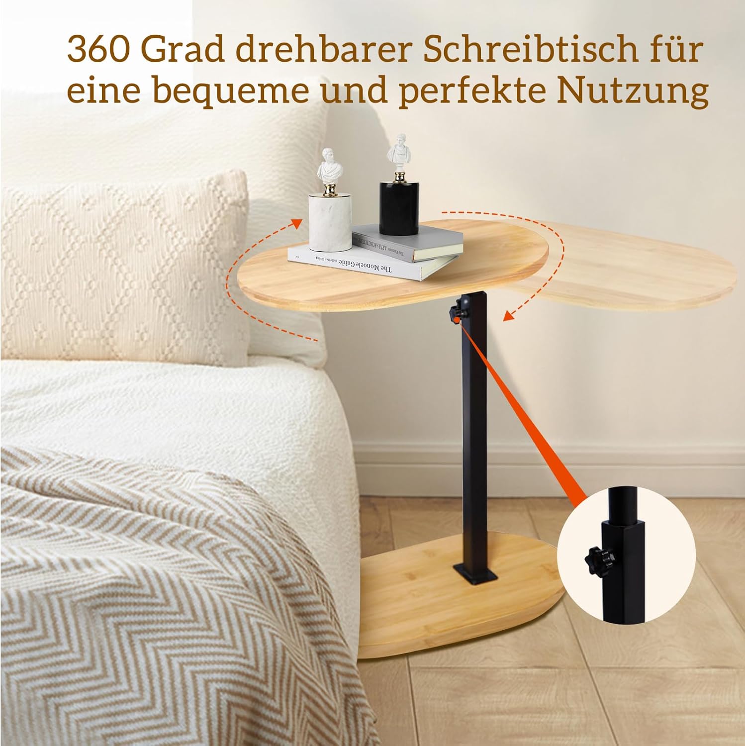 Table d'appoint C réglable - bambou/métal - petite taille, multi-usage