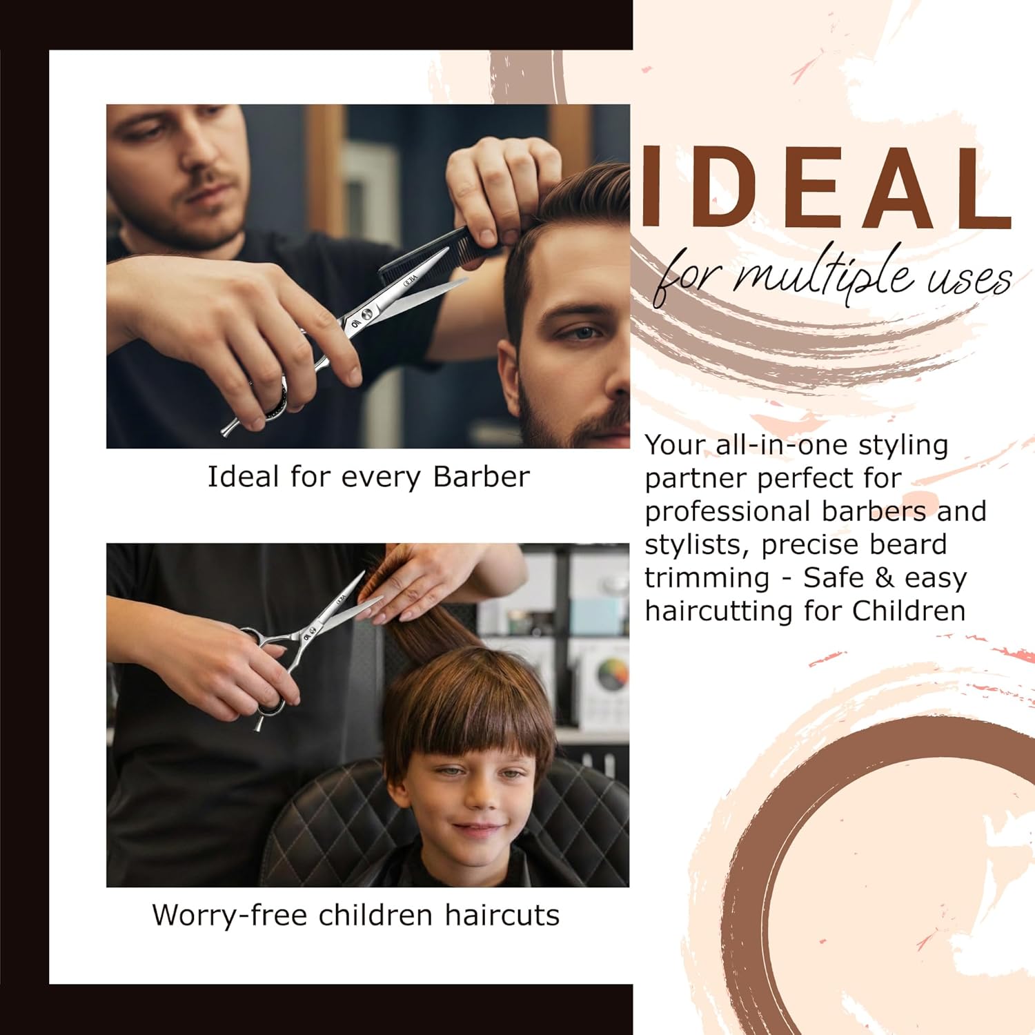 Ciseaux de coiffure - 6 pouces - inox, coupe précise, usage mixte