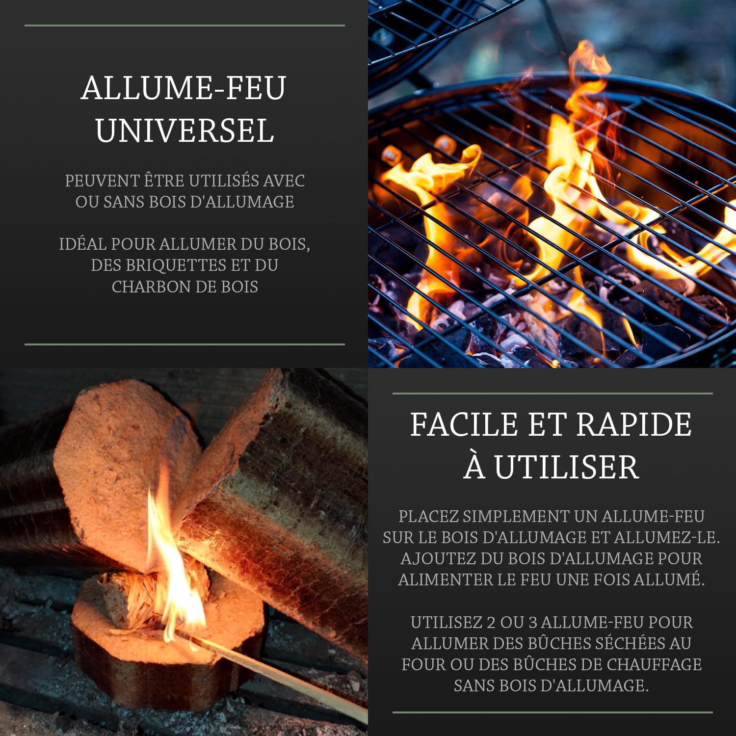 Log Barn - Allume-feu Naturel - boîte 500 - écologique, allumage rapide