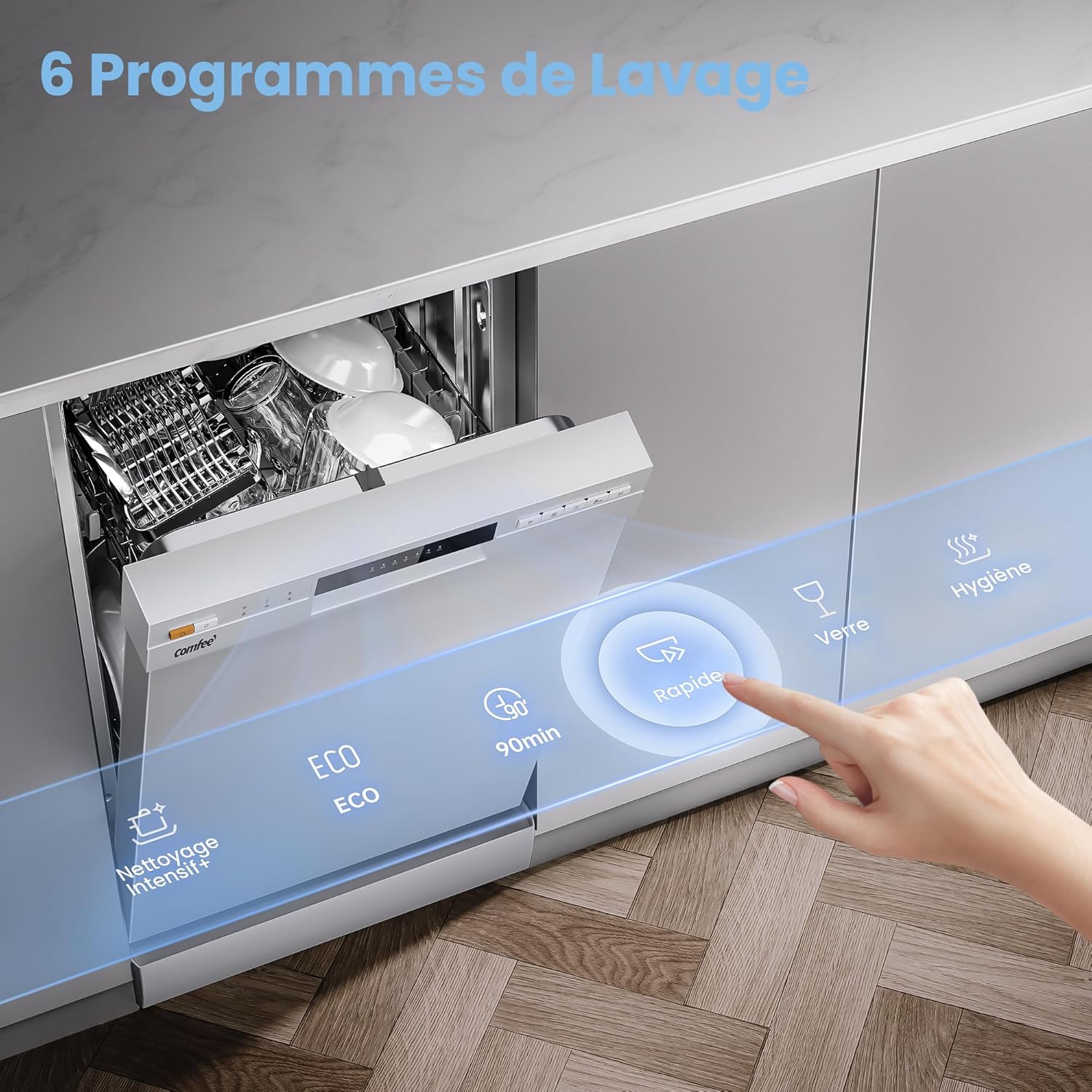 COMFEE' - Lave-vaisselle 10 couverts, départ différé, paniers flexibles, blanc - CDWEF1034BW