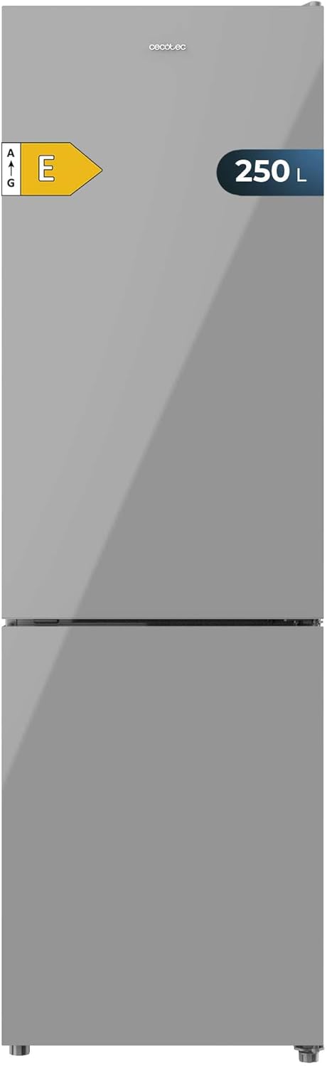 Cecotec - Bolero CoolMarket Combi 250 - 250L - Total No Frost, verre gris, Multi Air Flow, classe E