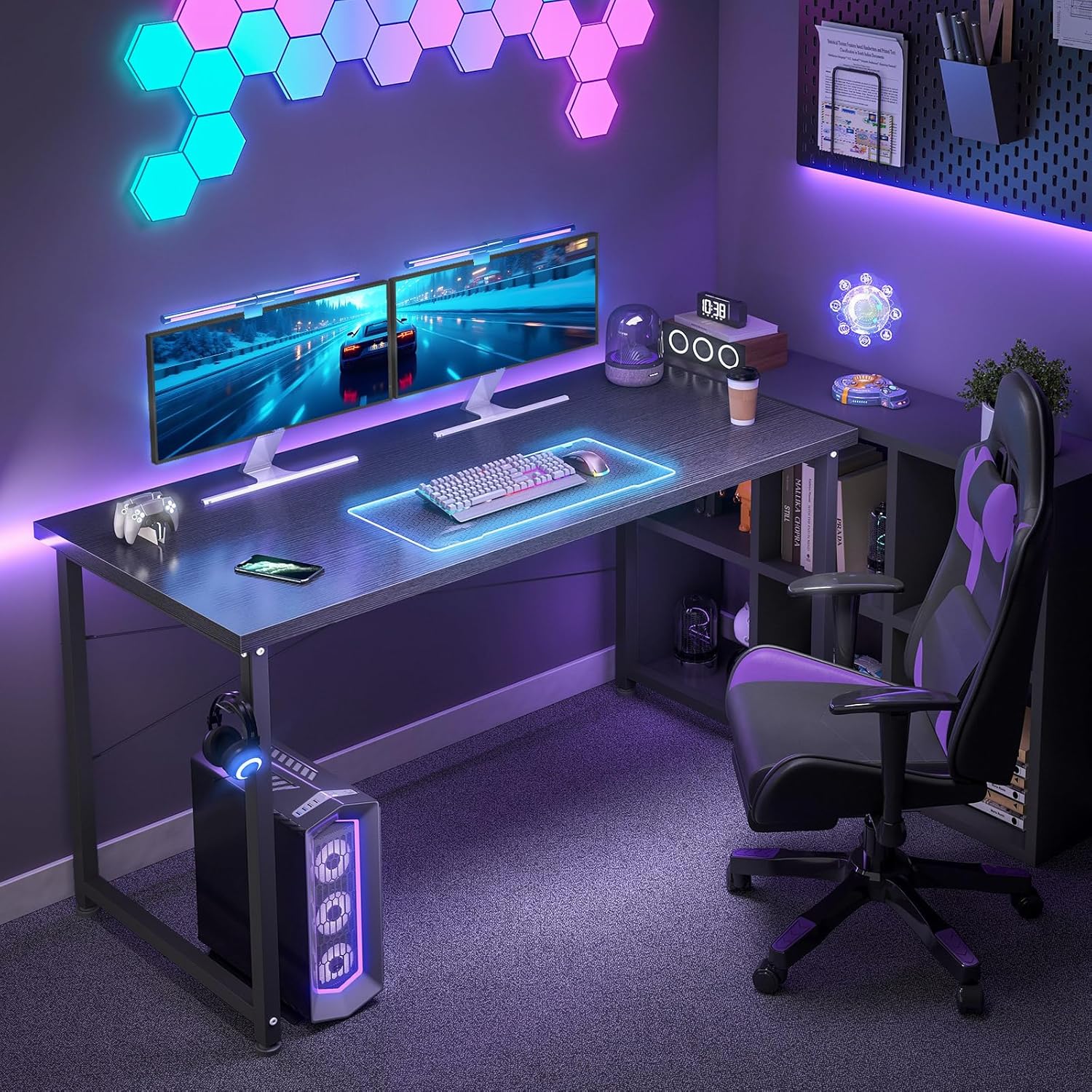 ODK - bureau informatique - 120x48cm - table d’étude, noire