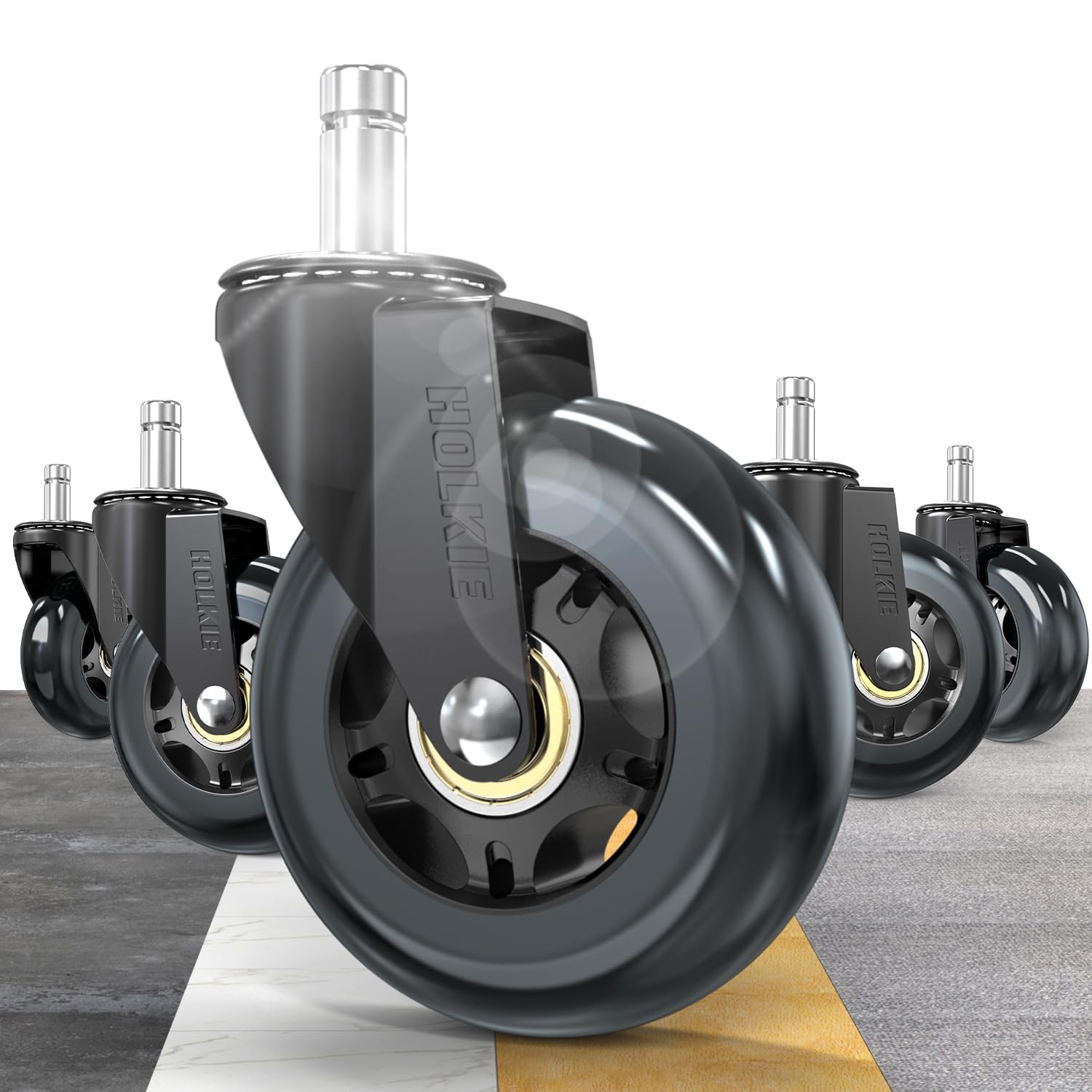 HOLKIE - roulettes chaise bureau - 11x22mm - caoutchouc, lot de 5, sols durs/tapis